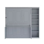 Space-Saving Solid Pine Wood Murphy Bed with Desk and Bookshelf