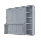 Space-Saving Solid Pine Wood Murphy Bed with Desk and Bookshelf
