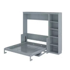Space-Saving Solid Pine Wood Murphy Bed with Desk and Bookshelf