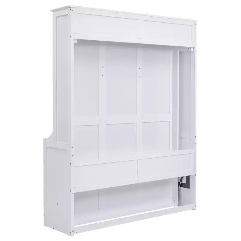 Space-Saving Solid Pine Wood Murphy Bed with Desk and Bookshelf