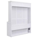 Space-Saving Solid Pine Wood Murphy Bed with Desk and Bookshelf