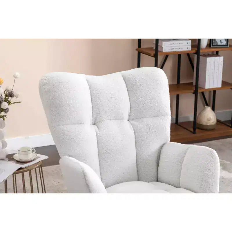 Teddy Fabric Nursery Rocking Chair, Indoor Living Room Use, Ivory