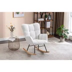 Teddy Fabric Nursery Rocking Chair, Indoor Living Room Use, Ivory