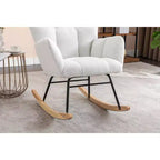 Teddy Fabric Nursery Rocking Chair, Indoor Living Room Use, Ivory