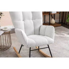 Teddy Fabric Nursery Rocking Chair, Indoor Living Room Use, Ivory