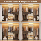 Closet System with 2 Wooden Drawers and Adjustable Shoes Rack