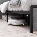 King Size Bed Frame with 2 Storage Drawers and USB Ports, Modern Platform Bed with Upholstered Shelf Headboard, Sturdy, Noise Free, Gray