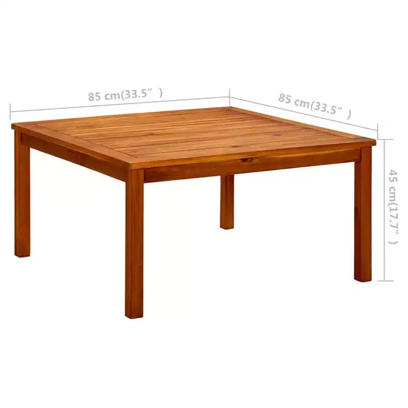 Coffee Table Natural Wood Solid Acacia Wood - 33.5 x 33.5 x 17.7