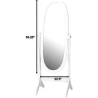 Full Length Tilting Floor Cheval Mirror, White Wood Frame Decorative Dressing Mirror for Bedroom