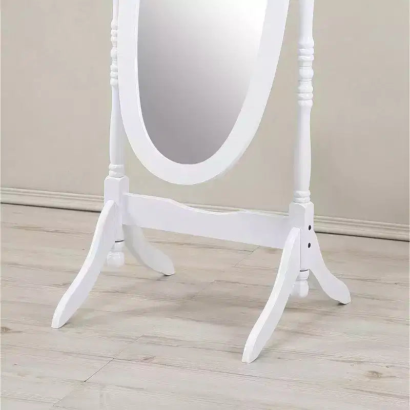 Full Length Tilting Floor Cheval Mirror, White Wood Frame Decorative Dressing Mirror for Bedroom
