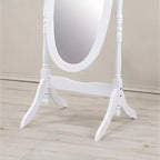 Full Length Tilting Floor Cheval Mirror, White Wood Frame Decorative Dressing Mirror for Bedroom