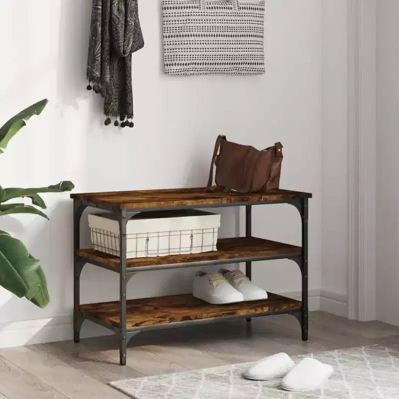 Shoe Bench Storage Organizer Entryway Hallway Furniture Engineered Wood