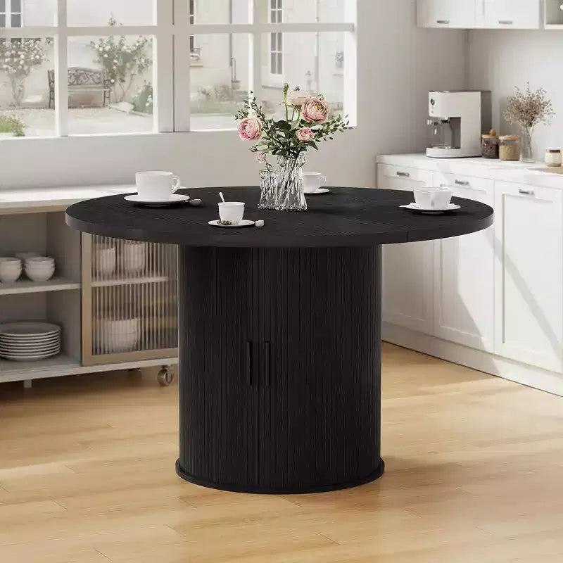 48 Round Dining Table with Storage - Adjustable 3-Level Shelf, Modern Farmhouse, Seats 4-6