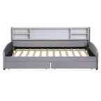 Twin size Velvet Upholstered Platform Bed with Storage Shelves and 2 Drawers for Living Room