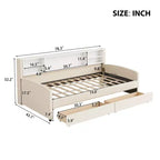 Twin size Velvet Upholstered Platform Bed with Storage Shelves and 2 Drawers for Living Room