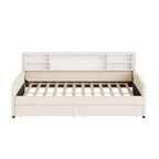 Twin size Velvet Upholstered Platform Bed with Storage Shelves and 2 Drawers for Living Room