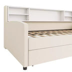 Twin size Velvet Upholstered Platform Bed with Storage Shelves and 2 Drawers for Living Room