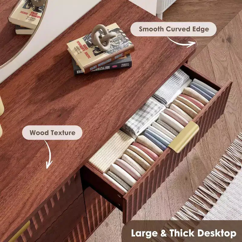 Comò ampio scanalato da 60,6 pollici con 9 cassetti profondi - Porta TV e cassettiera moderna per camera da letto, soggiorno e corridoio