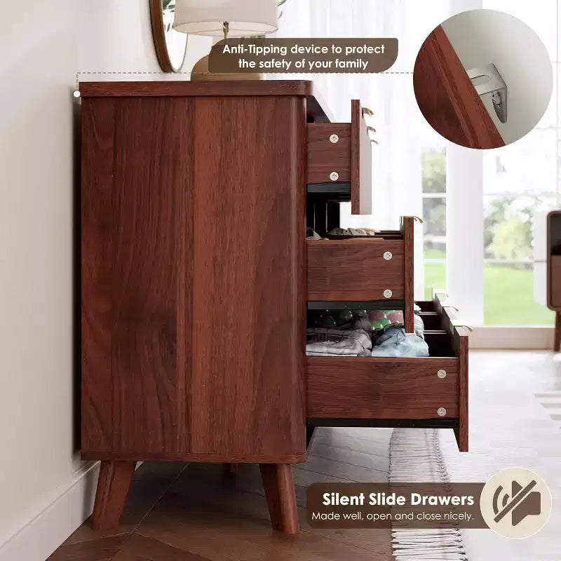 Comò ampio scanalato da 60,6 pollici con 9 cassetti profondi - Porta TV e cassettiera moderna per camera da letto, soggiorno e corridoio