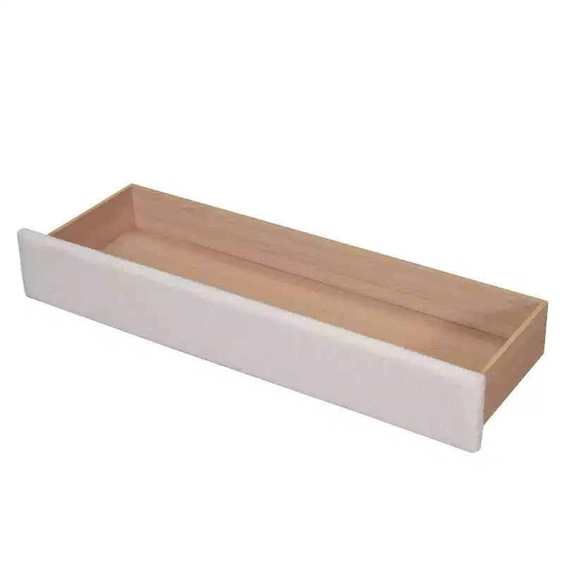 Queen Size Teddy Fleece Upholstered Platform Bed, Drawer, Bedroom, Beige