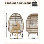 Outdoor Egg Chair with Thick Cushions, Oversized Patio Wicker Basket Chair for Balcony, Patio, Living Room, 350LBs Capacity