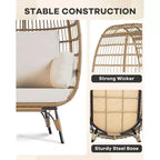 Outdoor Egg Chair with Thick Cushions, Oversized Patio Wicker Basket Chair for Balcony, Patio, Living Room, 350LBs Capacity