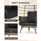 Outdoor Egg Chair with Thick Cushions, Oversized Patio Wicker Basket Chair for Balcony, Patio, Living Room, 350LBs Capacity