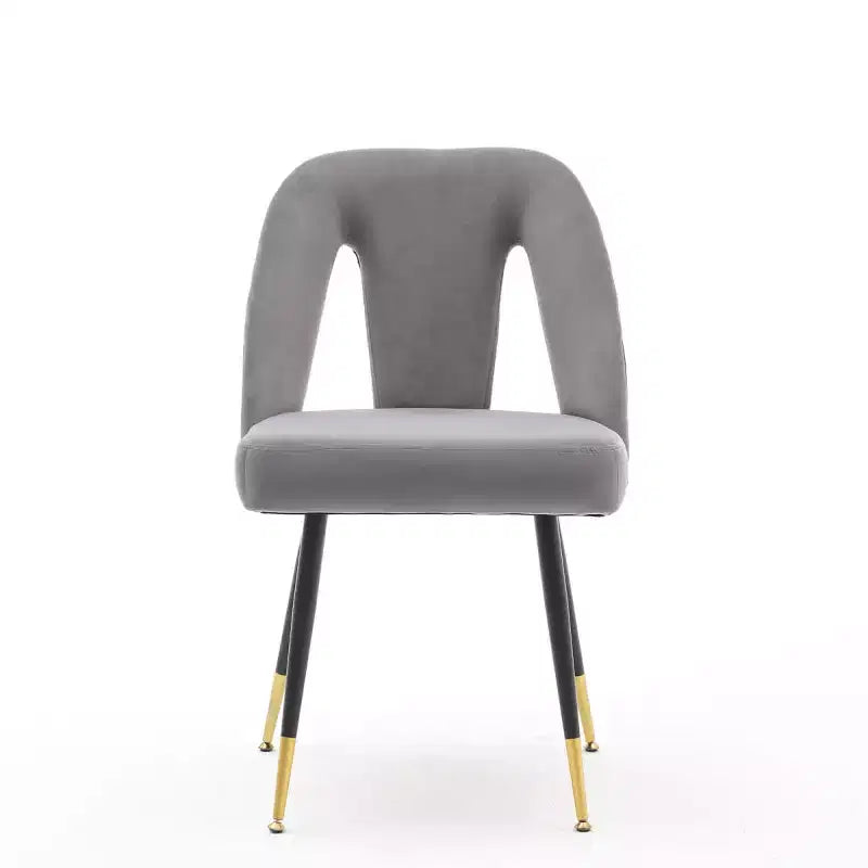 Velvet Upholstered Dining Chairs Set of 2, Accent Chairs with Nailhead Trim and Gold-Tipped Black Metal Legs for Kitchen or Dining Area