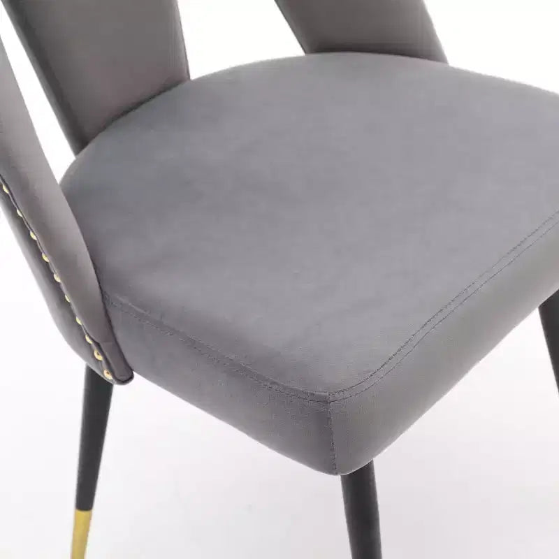 Velvet Upholstered Dining Chairs Set of 2, Accent Chairs with Nailhead Trim and Gold-Tipped Black Metal Legs for Kitchen or Dining Area