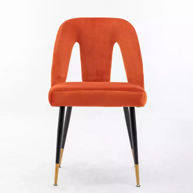 Velvet Upholstered Dining Chairs Set of 2, Accent Chairs with Nailhead Trim and Gold-Tipped Black Metal Legs for Kitchen or Dining Area