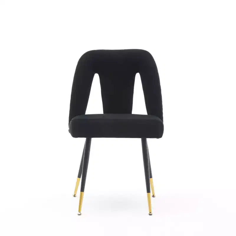Velvet Upholstered Dining Chairs Set of 2, Accent Chairs with Nailhead Trim and Gold-Tipped Black Metal Legs for Kitchen or Dining Area