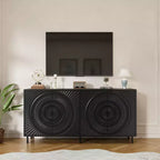 Clihome Modern Black Wood Sideboard Buffet Accent Bedroom Media Hallway Curio Kitchen Hutch Storage Cabinet Home Furniture For Dining Room,Living Room