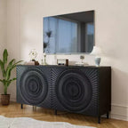 Modern Black Wood Sideboard Buffet Accent Bedroom Media Hallway Curio Kitchen Hutch Storage Cabinet Home Furniture For Dining Room,Living Room