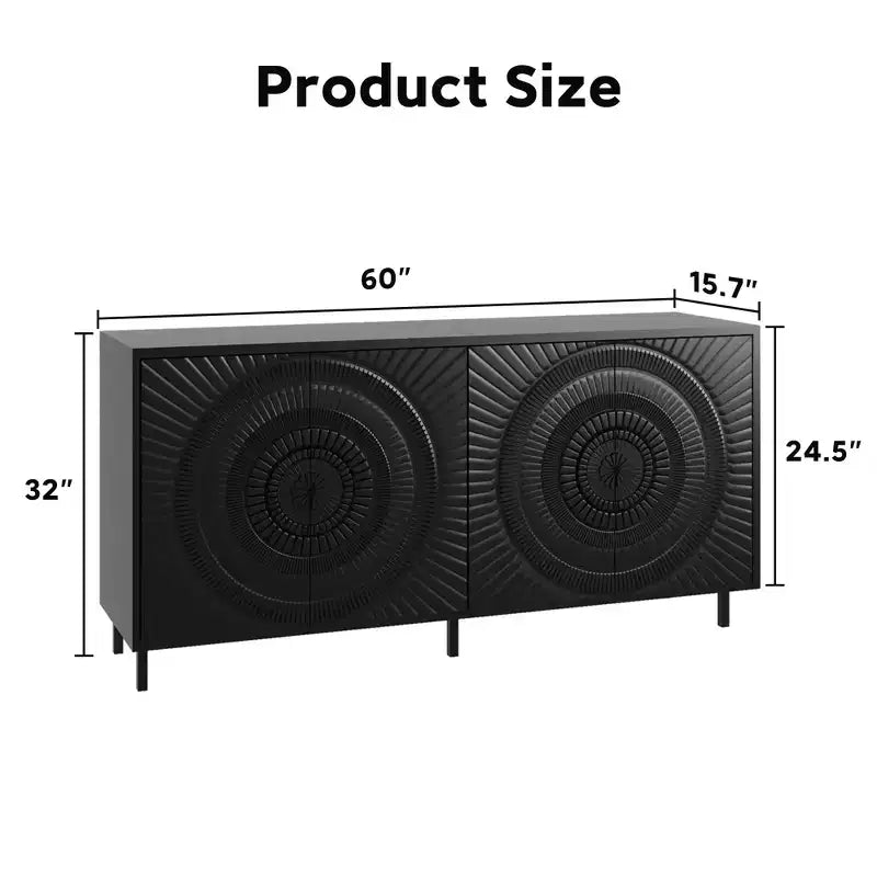 Modern Black Wood Sideboard Buffet Accent Bedroom Media Hallway Curio Kitchen Hutch Storage Cabinet Home Furniture For Dining Room,Living Room
