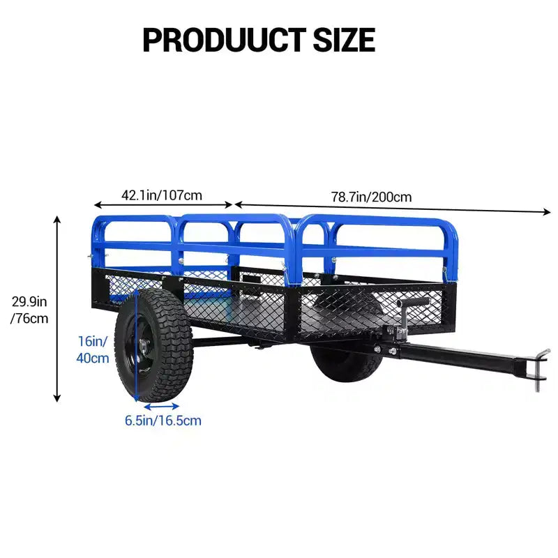 1500 lbs Heavy Duty Steel Dump Cart, Utility Trailer with Removable Sides, 15 Cubic Feet Capacity Trailer for ATV, UTV, Lawn Mowers