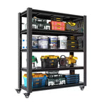Heavy-Duty Metal Shelving with Pegboard & Wheels - Adjustable Multipurpose Storage Rack for Garage/Warehouse/Office/Kitchen