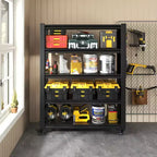 Heavy-Duty Metal Shelving with Pegboard & Wheels - Adjustable Multipurpose Storage Rack for Garage/Warehouse/Office/Kitchen