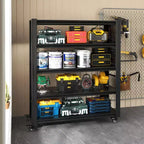 Heavy-Duty Metal Shelving with Pegboard & Wheels - Adjustable Multipurpose Storage Rack for Garage/Warehouse/Office/Kitchen