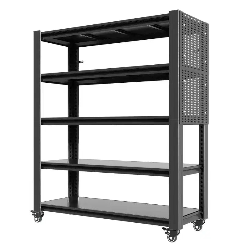Heavy-Duty Metal Shelving with Pegboard & Wheels - Adjustable Multipurpose Storage Rack for Garage/Warehouse/Office/Kitchen