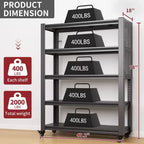 Heavy-Duty Metal Shelving with Pegboard & Wheels - Adjustable Multipurpose Storage Rack for Garage/Warehouse/Office/Kitchen