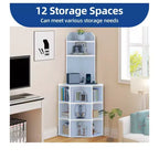 6 Tier Corner Bookshelf Office Display Cubby Industrial Corner Storage Cabinet Rack with USB Charging Station & Power Outlets Charging Station