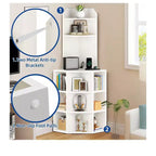 6 Tier Corner Bookshelf Office Display Cubby Industrial Corner Storage Cabinet Rack with USB Charging Station & Power Outlets Charging Station