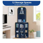 6 Tier Corner Bookshelf Office Display Cubby Industrial Corner Storage Cabinet Rack with USB Charging Station & Power Outlets Charging Station
