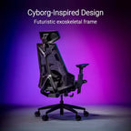 Ergo Gaming Chair, Futuristic Cyborg Aesthetic, Versatile Seat Adjustments, Mobile Gaming Arm Support Mode, Acoustic Panel