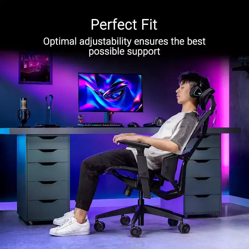 Ergo Gaming Chair, Futuristic Cyborg Aesthetic, Versatile Seat Adjustments, Mobile Gaming Arm Support Mode, Acoustic Panel