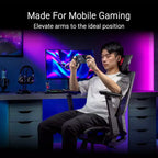 Ergo Gaming Chair, Futuristic Cyborg Aesthetic, Versatile Seat Adjustments, Mobile Gaming Arm Support Mode, Acoustic Panel