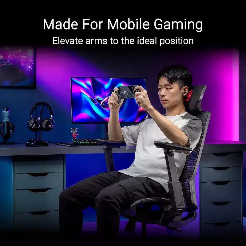 Ergo Gaming Chair, Futuristic Cyborg Aesthetic, Versatile Seat Adjustments, Mobile Gaming Arm Support Mode, Acoustic Panel