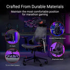 Ergo Gaming Chair, Futuristic Cyborg Aesthetic, Versatile Seat Adjustments, Mobile Gaming Arm Support Mode, Acoustic Panel