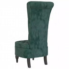 High Back Chair Dark Green Velvet, Solid Wood, Plywood Single
