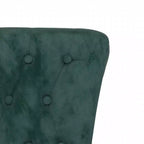 High Back Chair Dark Green Velvet, Solid Wood, Plywood Single